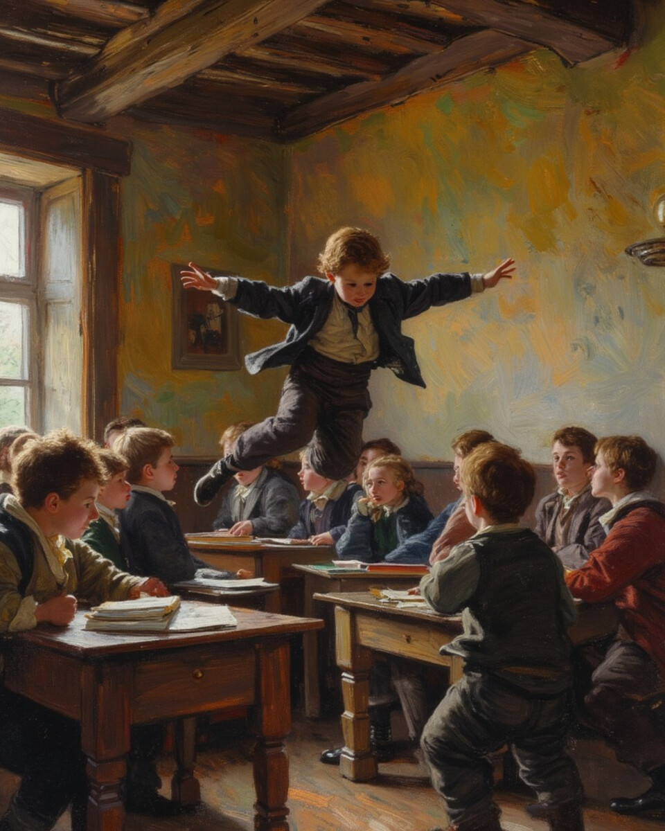 Person soaring above clouds with arms outstretched