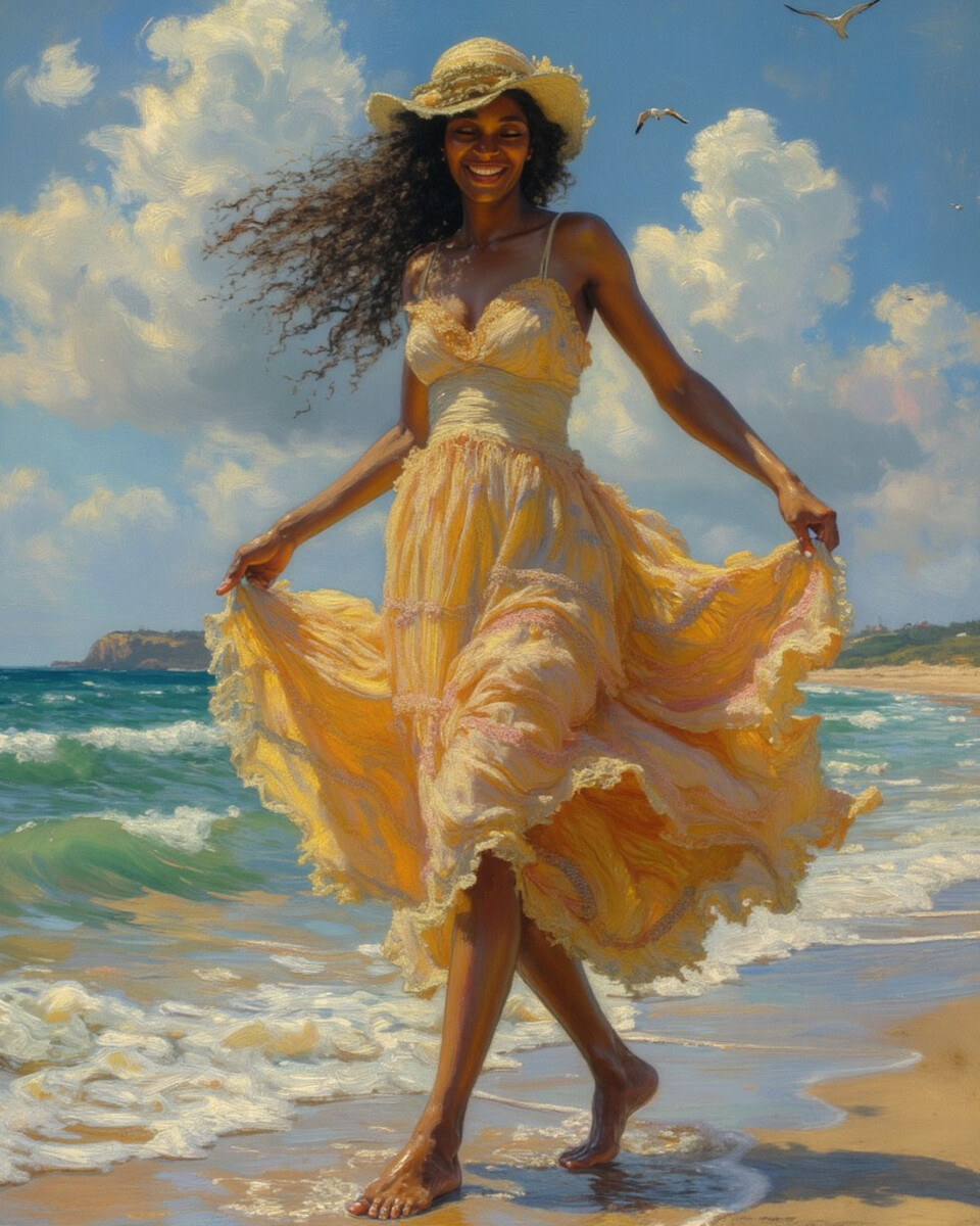 Person with arms raised in sunlight with vibrant colors surrounding them