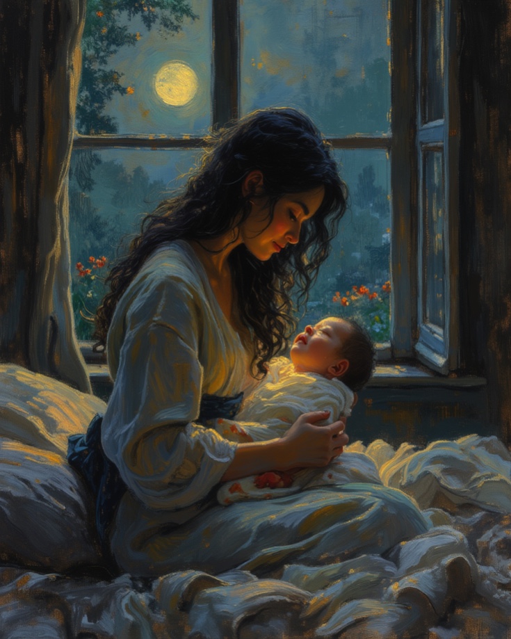 Family silhouettes connected by glowing threads of light