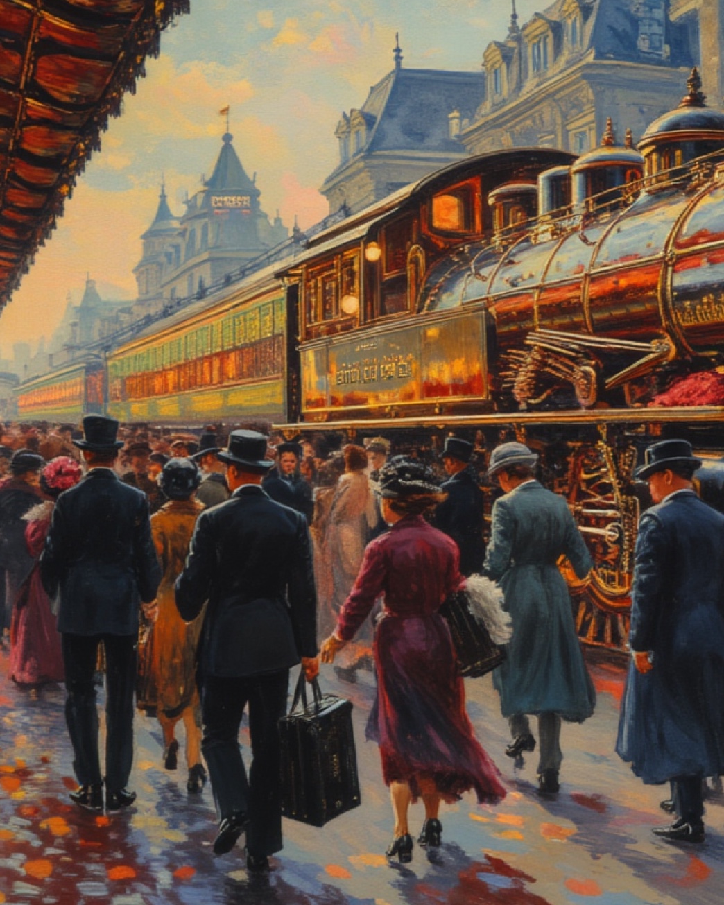 Various vehicles moving through surreal dreamscape landscape