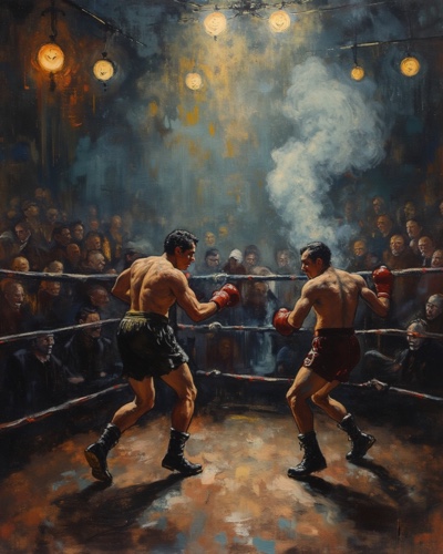 Shadowy threatening figures and danger symbols in tense dreamscape